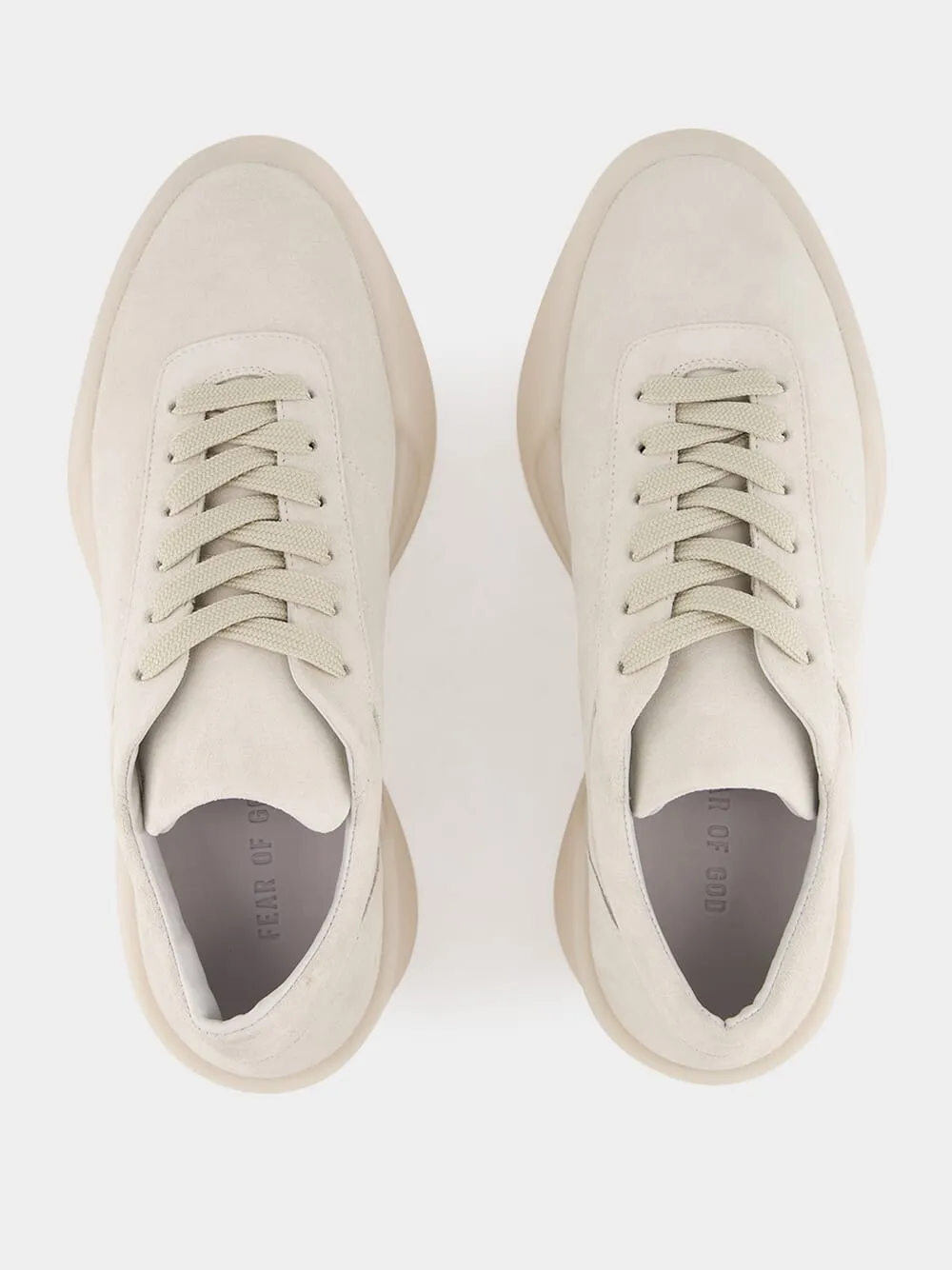 Cream Suede Aerobic Low-Top Sneakers