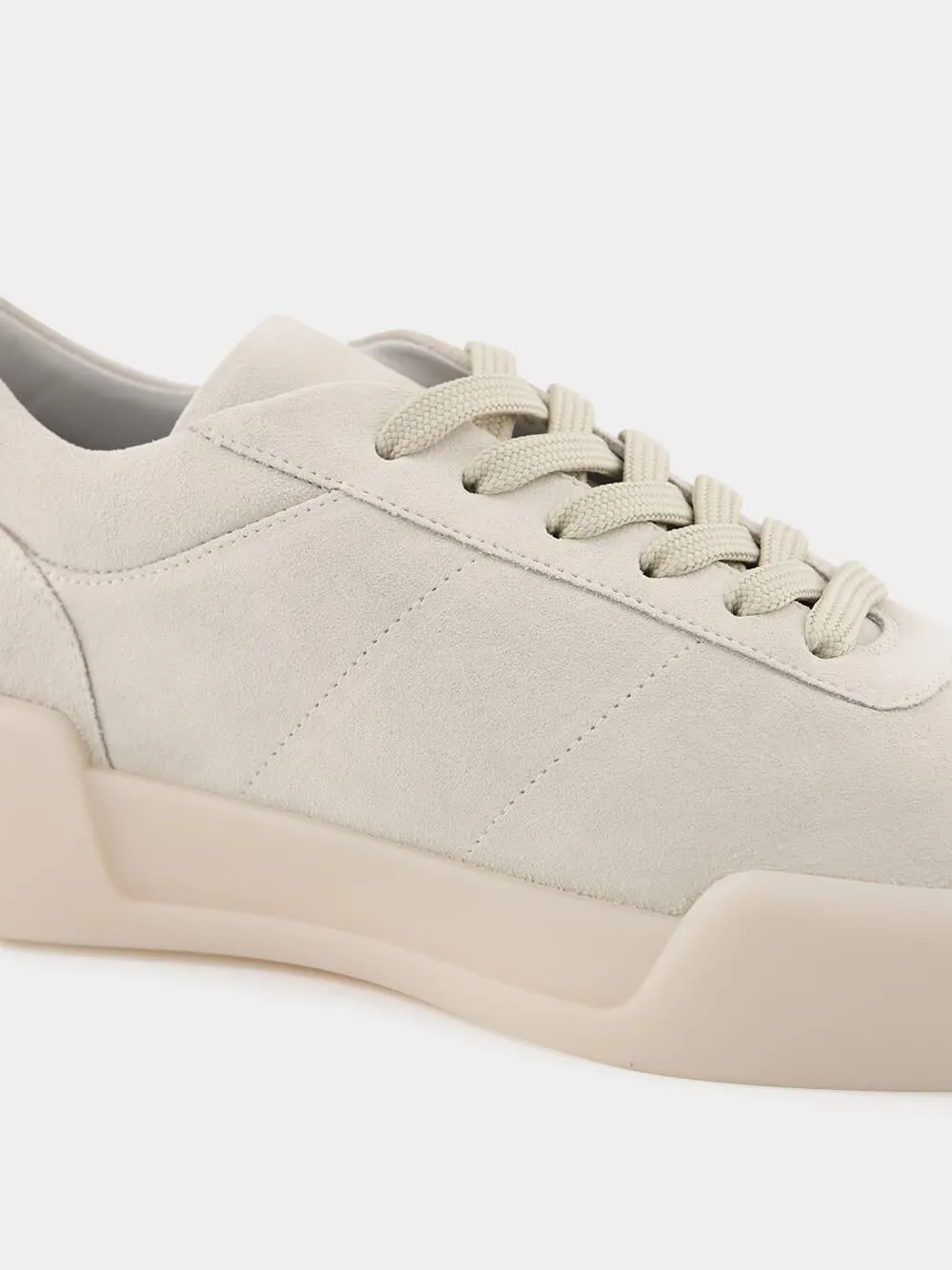 Cream Suede Aerobic Low-Top Sneakers