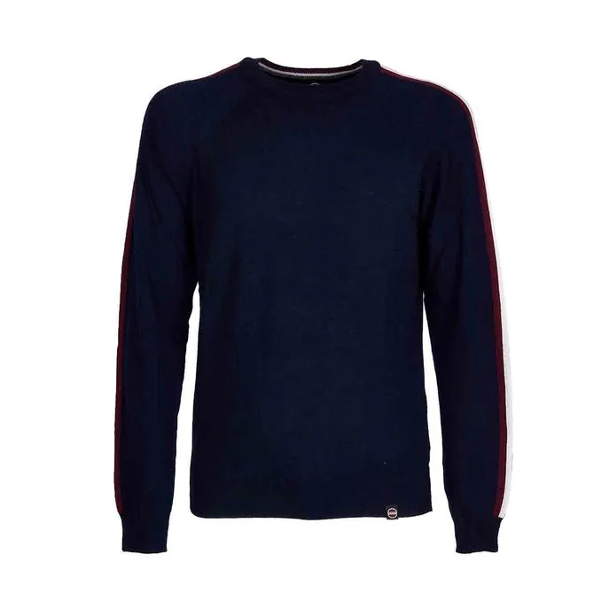 CREW NECK SWEATSHIRT WITH TRICOLOR BANDS Man Blue