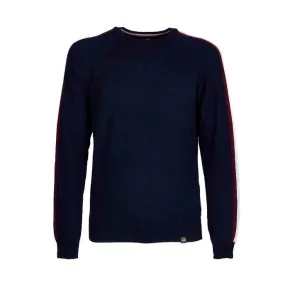 CREW NECK SWEATSHIRT WITH TRICOLOR BANDS Man Blue