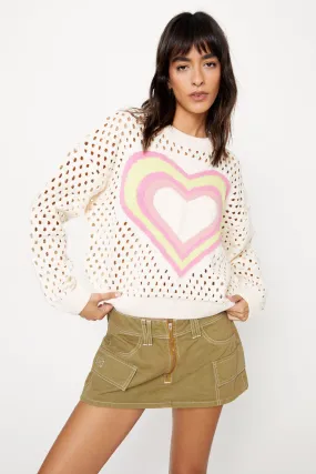 Crochet Heart Oversized Sweater