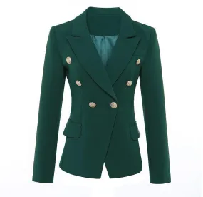 Dark Green Blazer Women - Casual - Plain-Solid