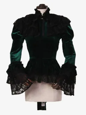 Dark Green  Retro Tudor Dress Costumes  Bows Polyester Shirt Women's Royal Top Marie Antoinette Costume Party Prom Dress