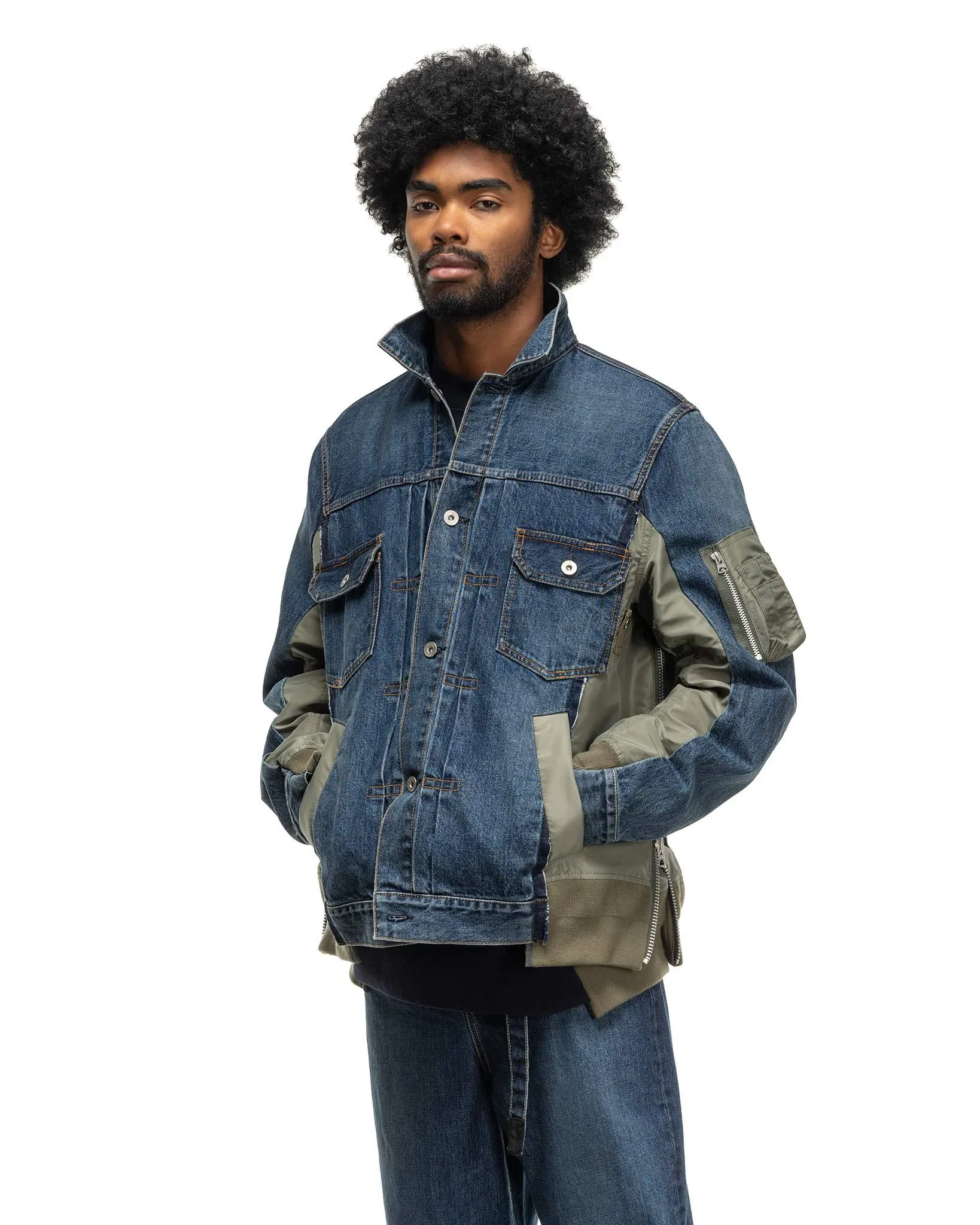 Denim x Nylon Twill Jacket Blue