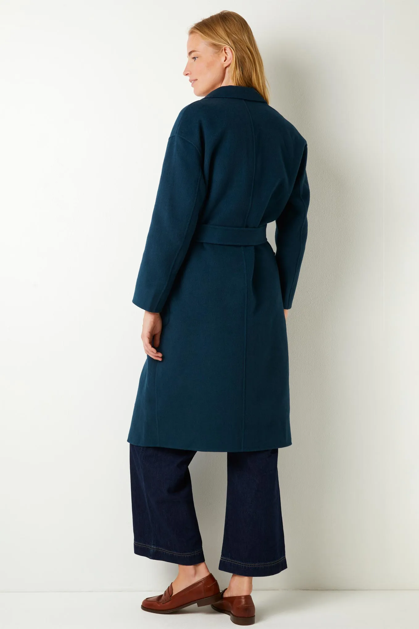 Diane Double Faced Belted Coat - Dark Petrol