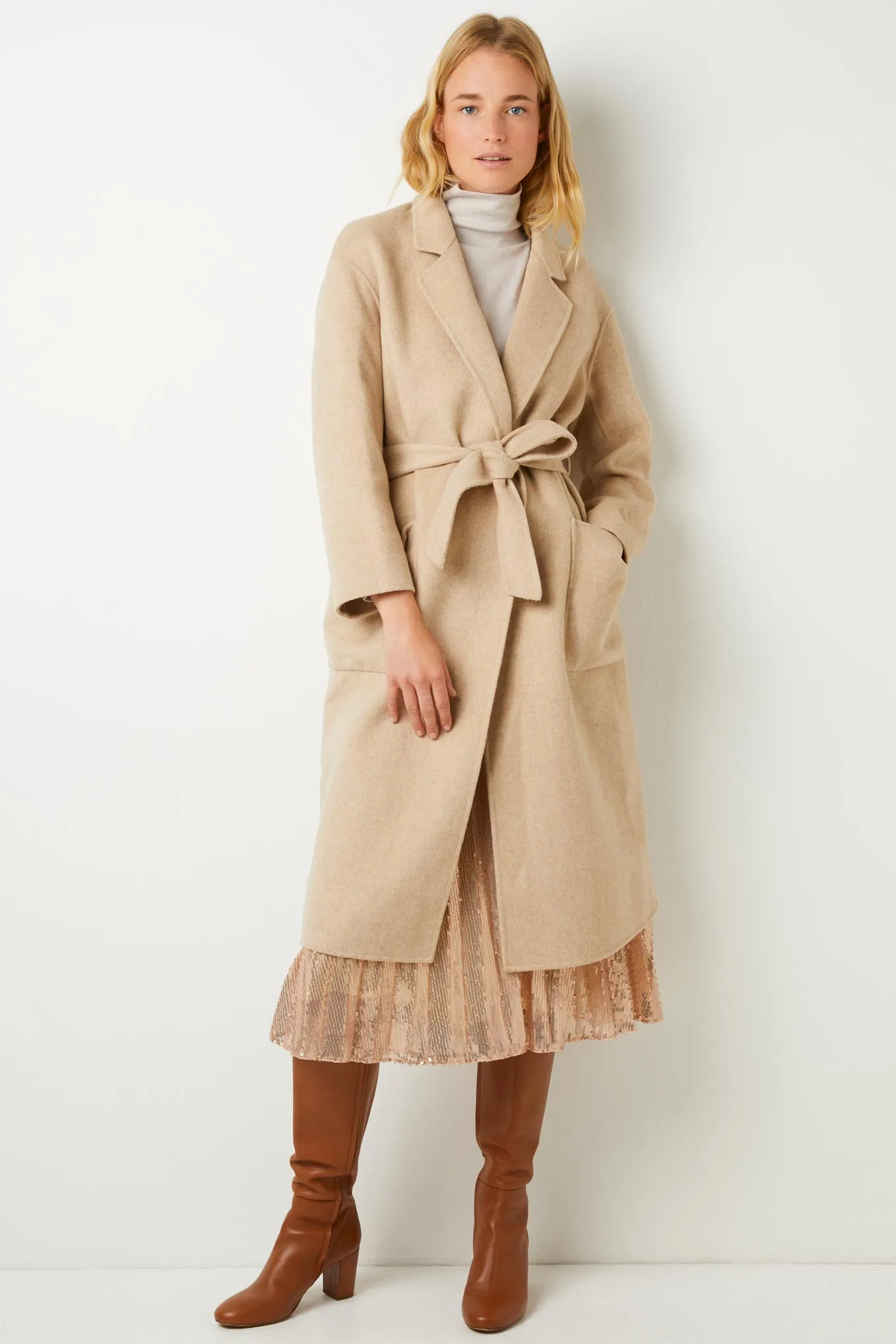 Diane Double Faced Belted Coat - Oat