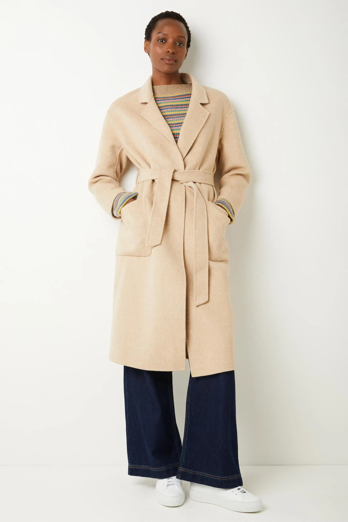 Diane Double Faced Belted Coat - Oat