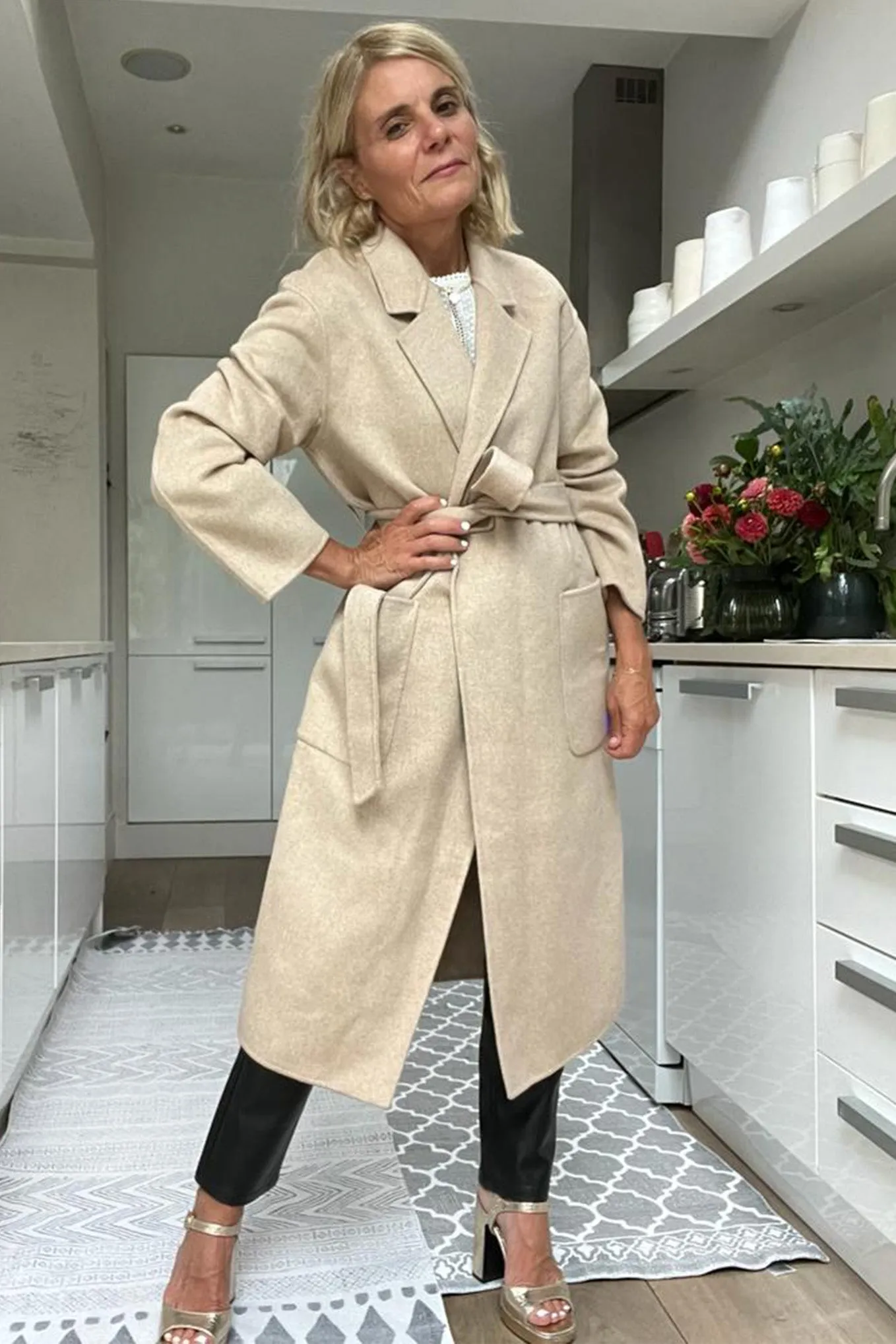 Diane Double Faced Belted Coat - Oat