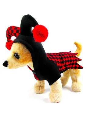 Dog Halloween Costume Harley Quinn Clown Red Black Checkered Pet Costumes Halloween