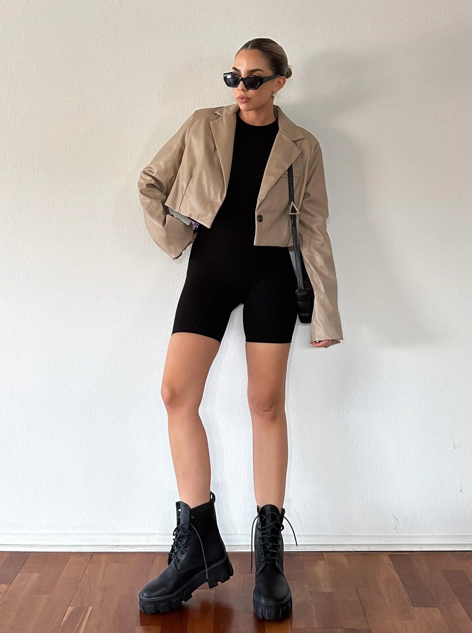 Downtown Crop Leather Blazer - FINAL SALE