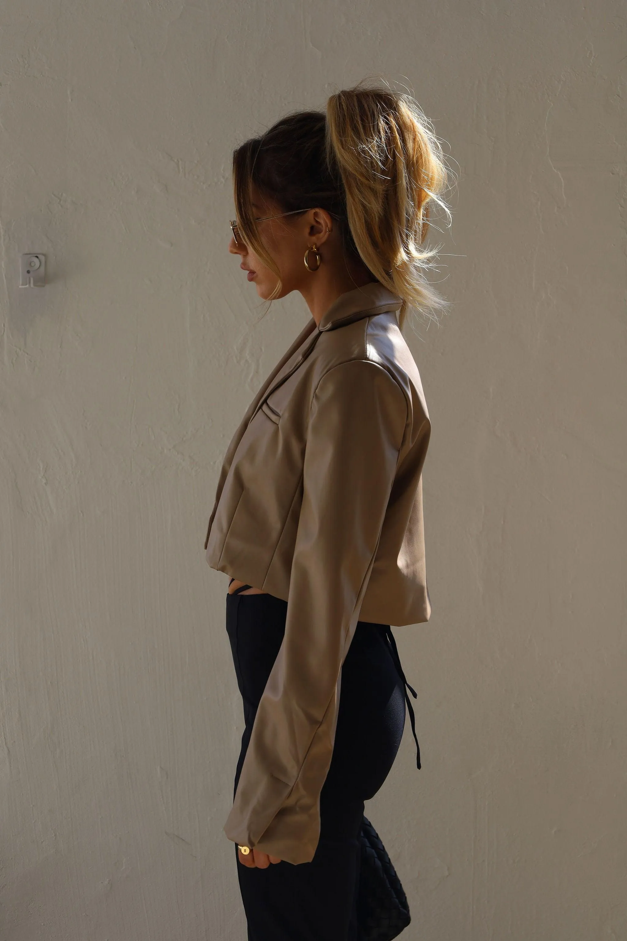 Downtown Crop Leather Blazer - FINAL SALE