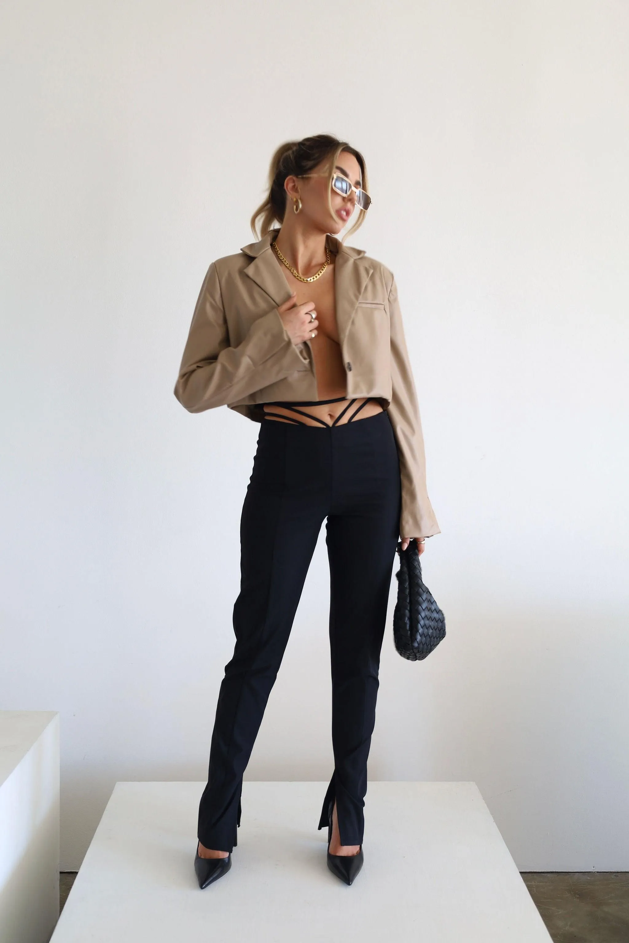 Downtown Crop Leather Blazer - FINAL SALE