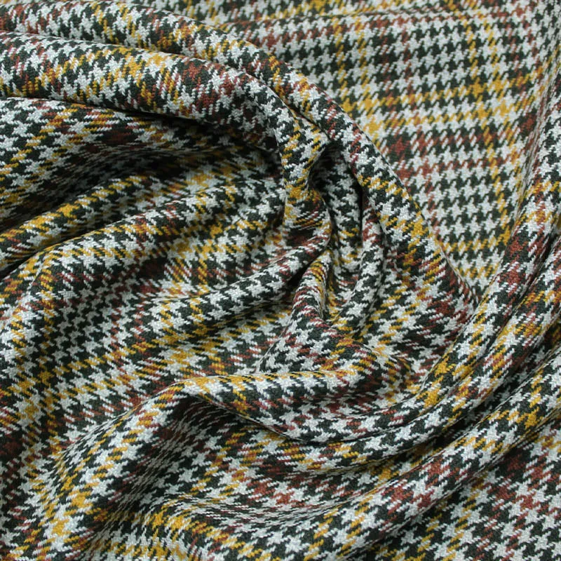 Dressmaking Honey and Green Check Piacenza Wool