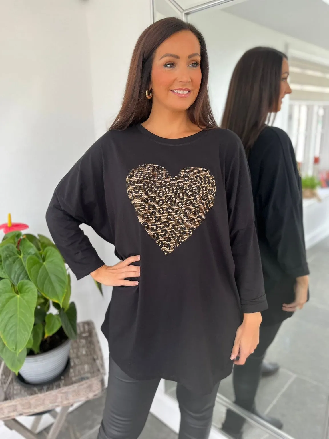 Embellished Leopard Heart Top Jaz