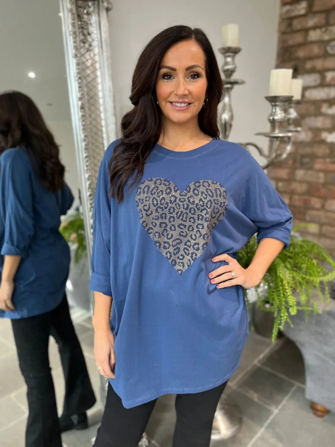 Embellished Leopard Heart Top Jaz