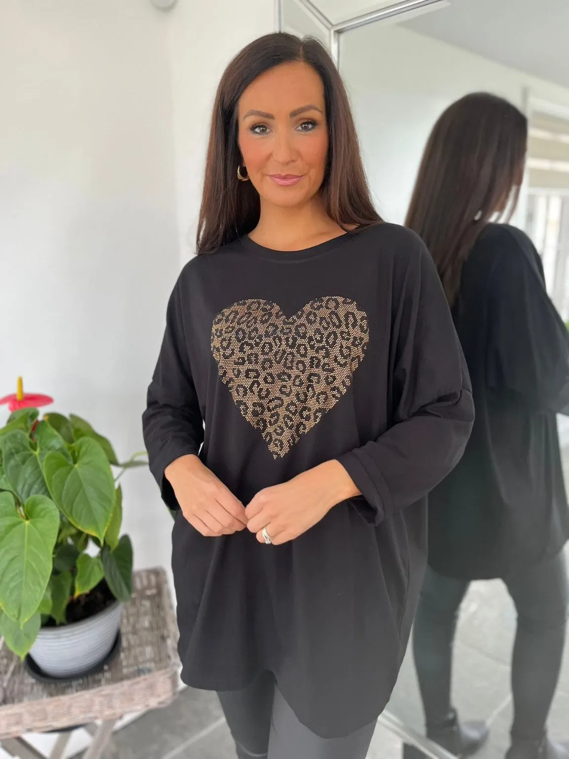 Embellished Leopard Heart Top Jaz