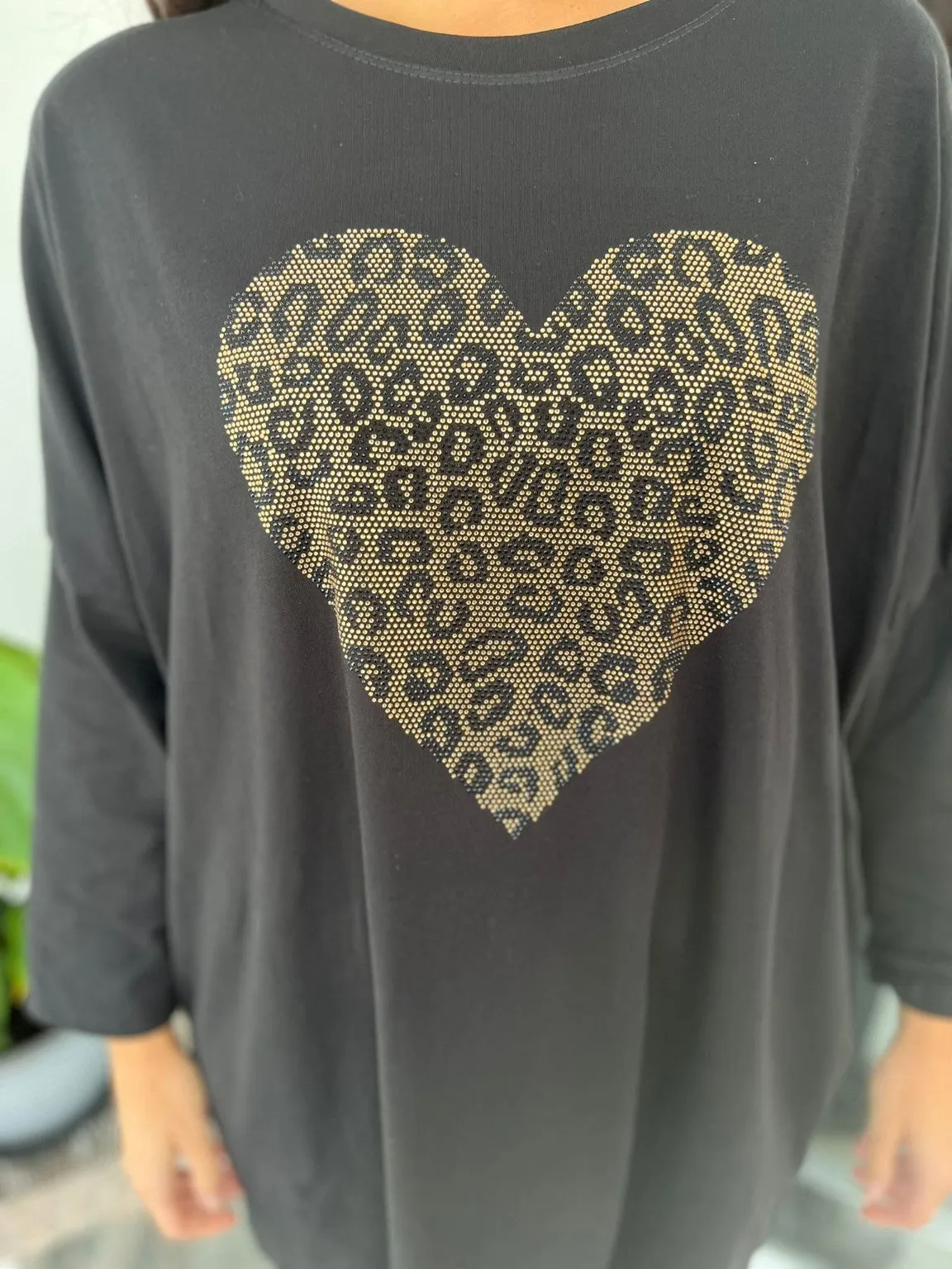 Embellished Leopard Heart Top Jaz