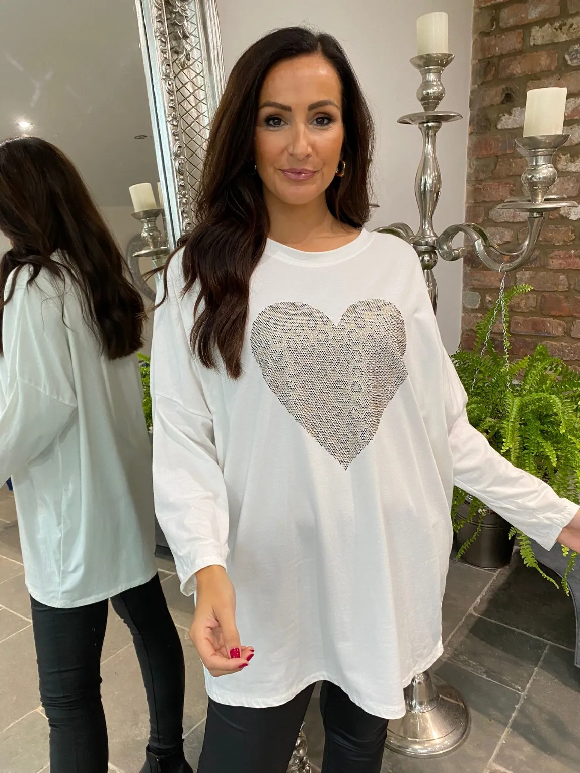 Embellished Leopard Heart Top Jaz