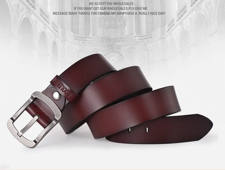 Fashion Cowhide Genuine Leather Black Vintage Casual Men's Belt