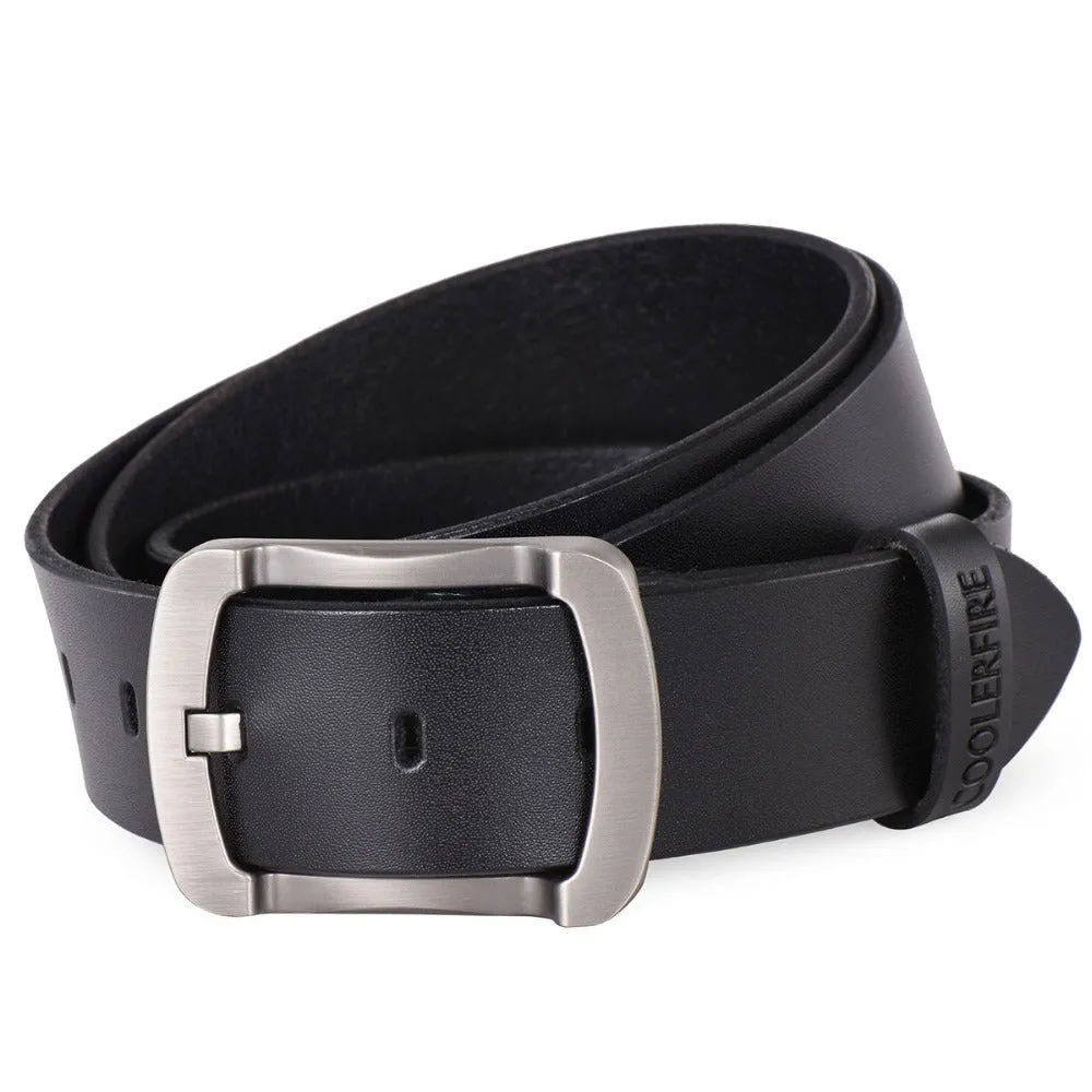 Fashion Cowhide Genuine Leather Black Vintage Casual Men's Belt