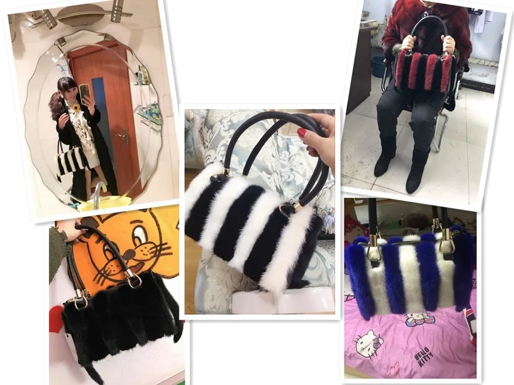 Fashion Ladies Fur Soft Zipper Casual Tote Messenger Handbags