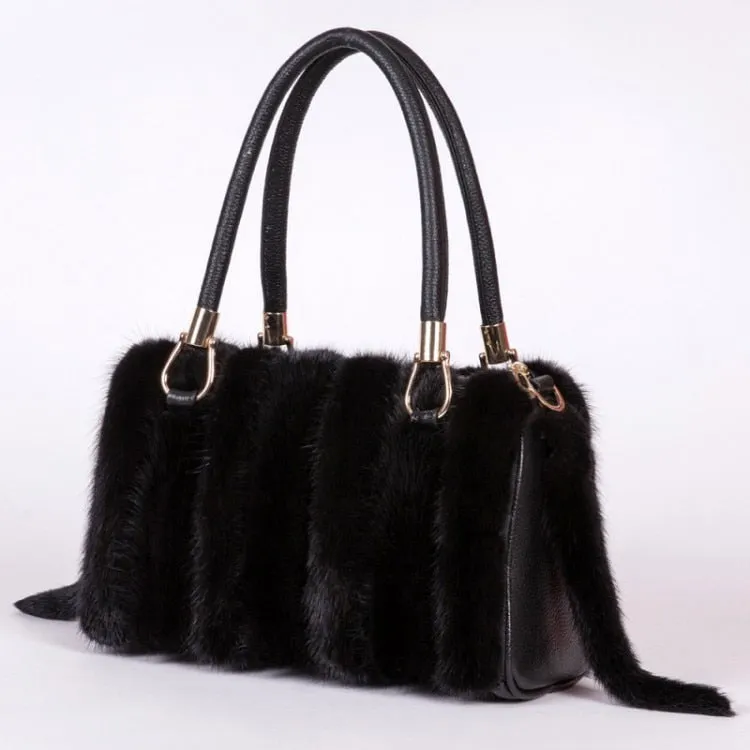 Fashion Ladies Fur Soft Zipper Casual Tote Messenger Handbags