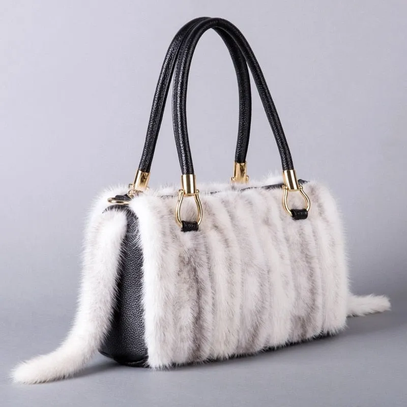 Fashion Ladies Fur Soft Zipper Casual Tote Messenger Handbags