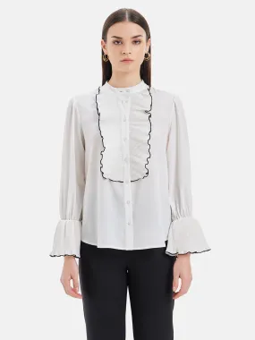 Felicity Pleated Placket Tuxedo Shirt