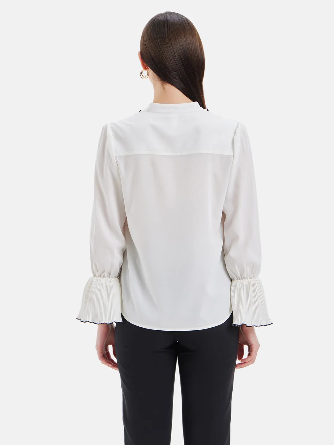 Felicity Pleated Placket Tuxedo Shirt