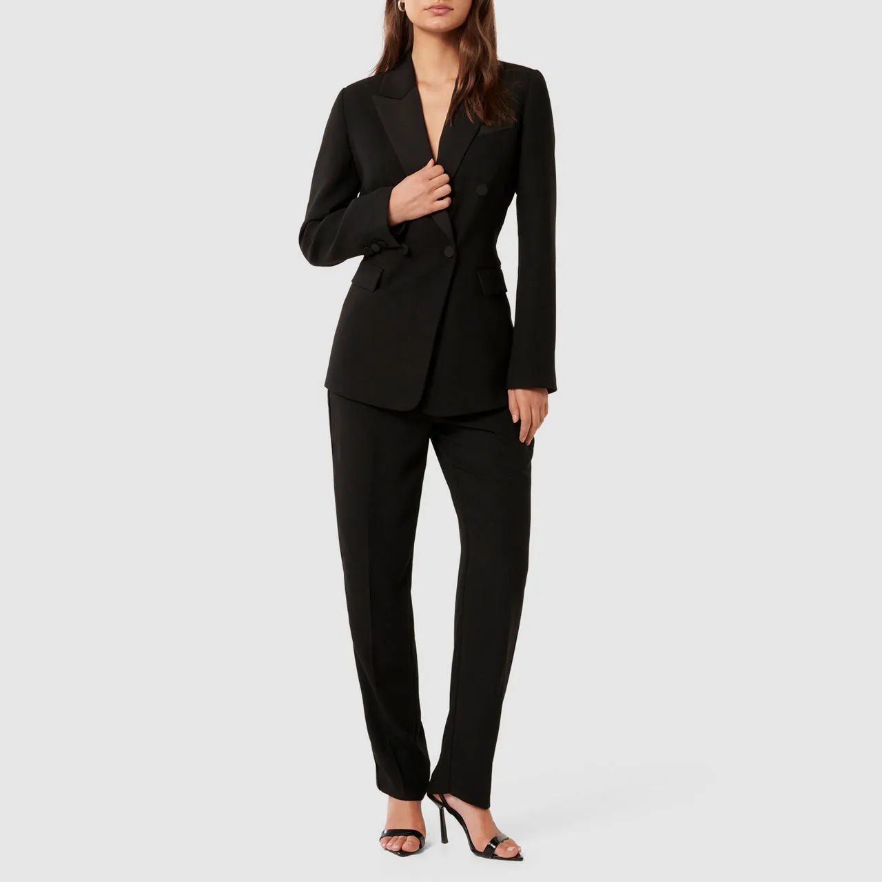 FOREVER NEW Taylor Tapered Tuxedo Pants - Black