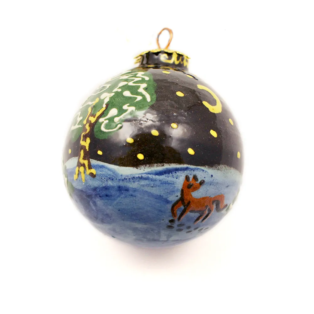 Fox and Deer Small Ceramic Ornament