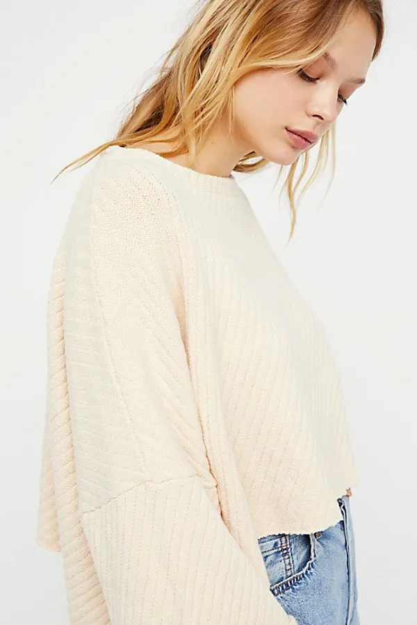 Free People I Can't Wait Crop Ribbed Sweater