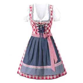 German Beer Girl Costume Adult Bavarian Dirndl Dress Apron Blouse Gown Costume Oktoberfest Beer Festival Sexy Maid Costume