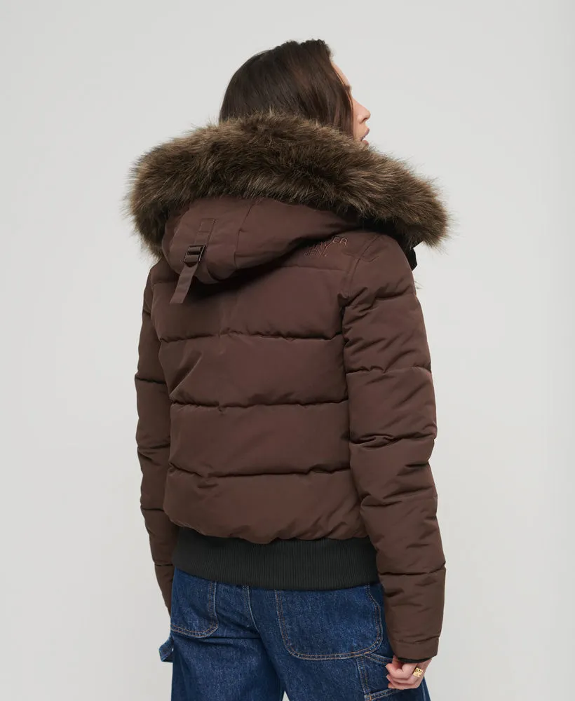 Hooded Everest Puffer Bomber Jacket | Java Brown