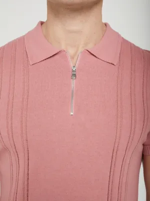 Jon Parka Pink Stripe Knitted Polo Shirt | Men | George at ASDA