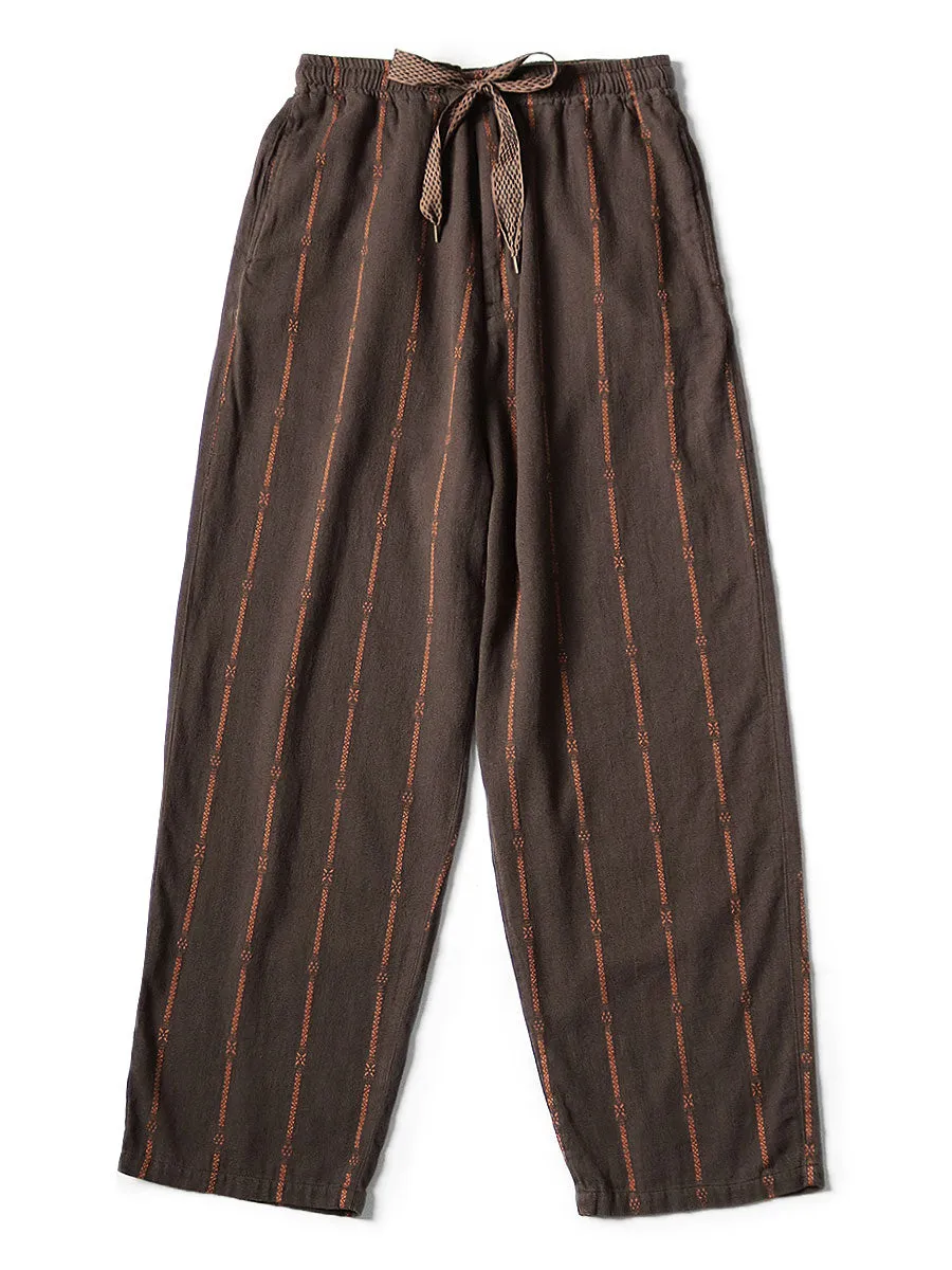 Kapital cotton linen siamese stripe easy pants