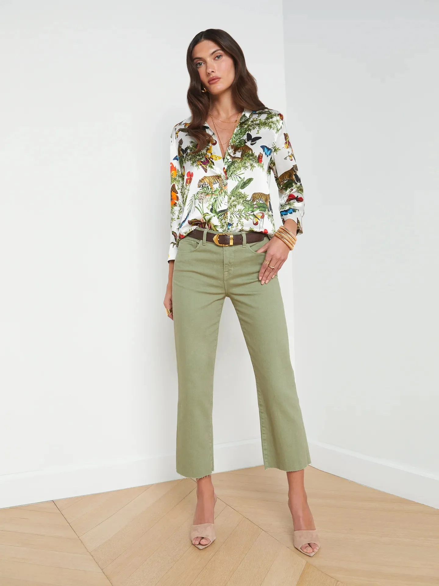 L’agence - Dani Blouse - White Multi Tiger Butterfly Jungle