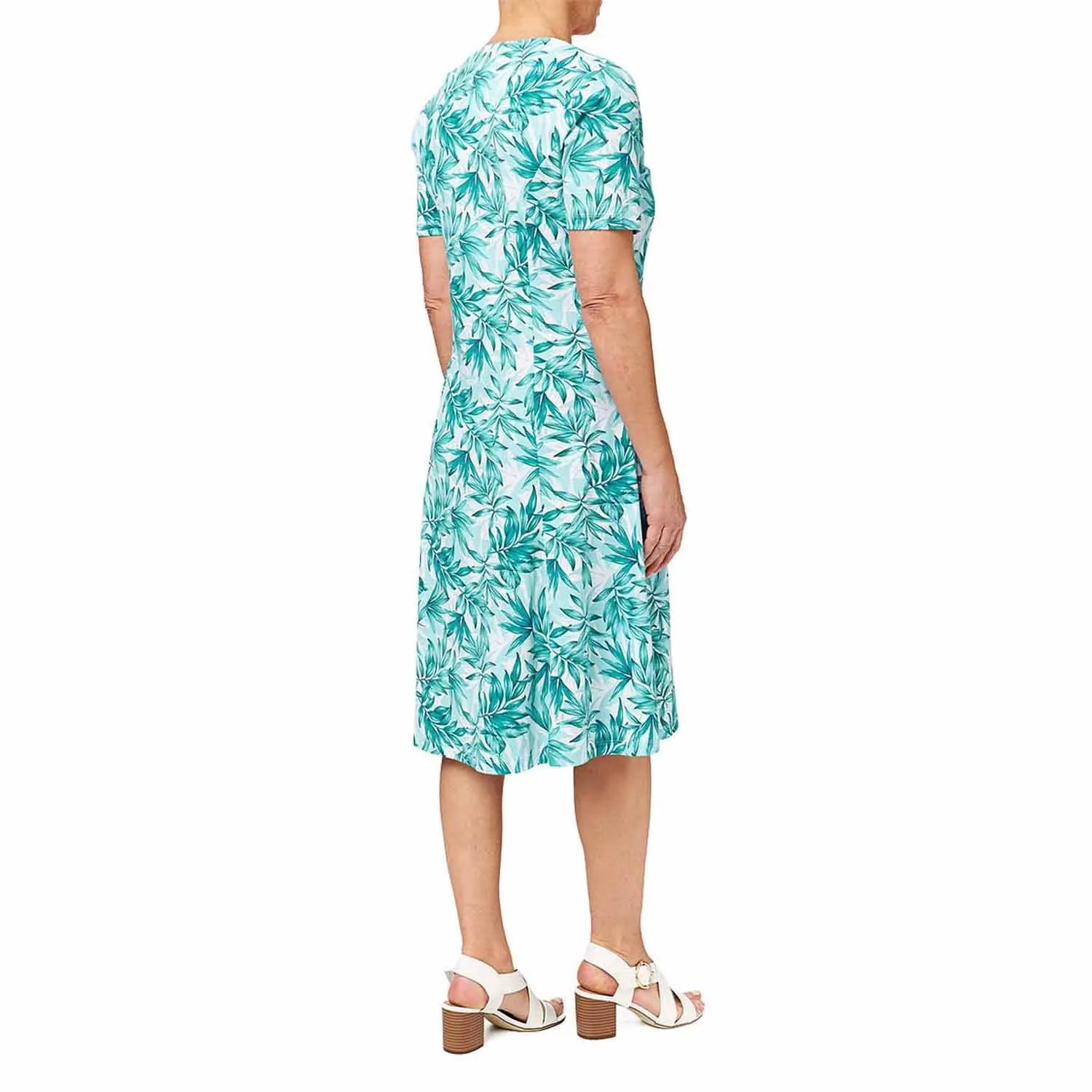 Leaf Print Dress - Turquoise