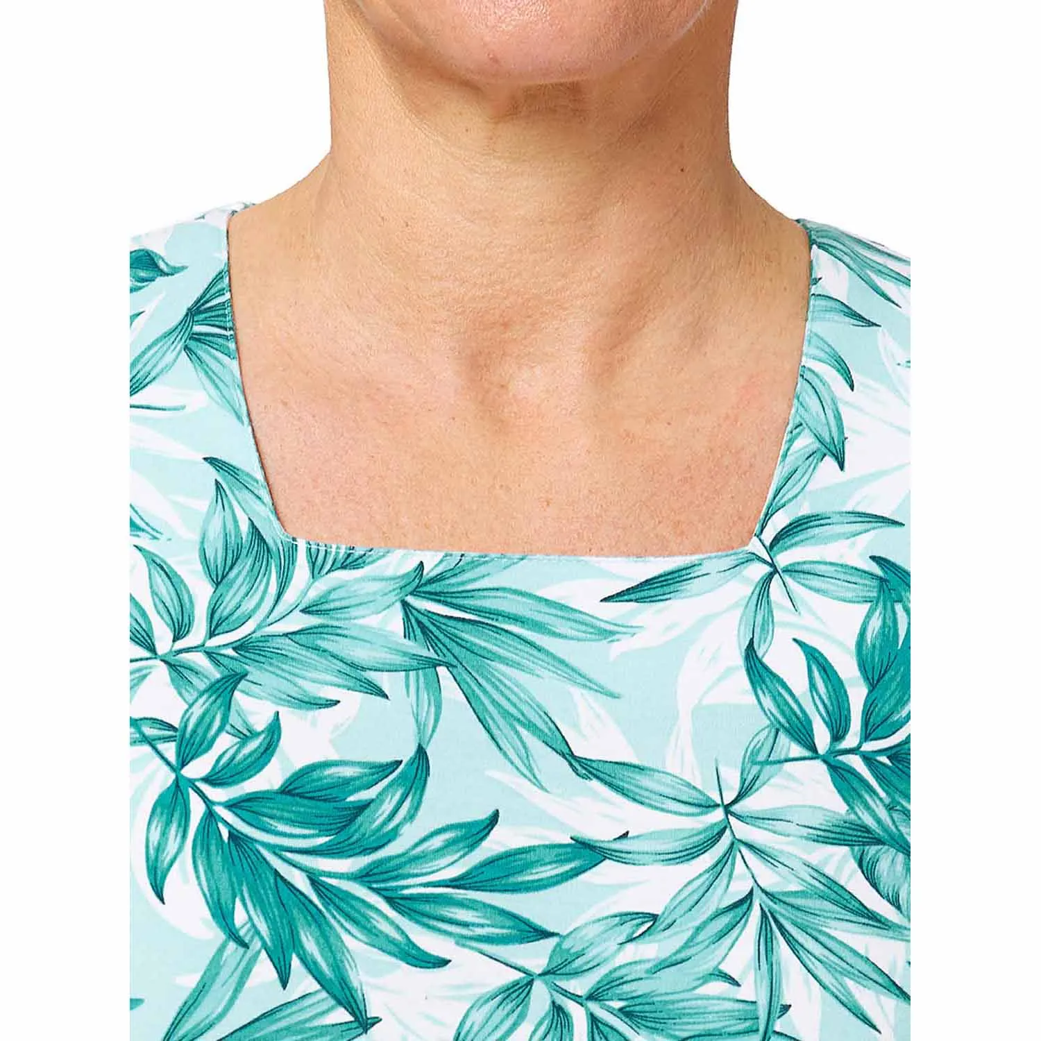 Leaf Print Dress - Turquoise