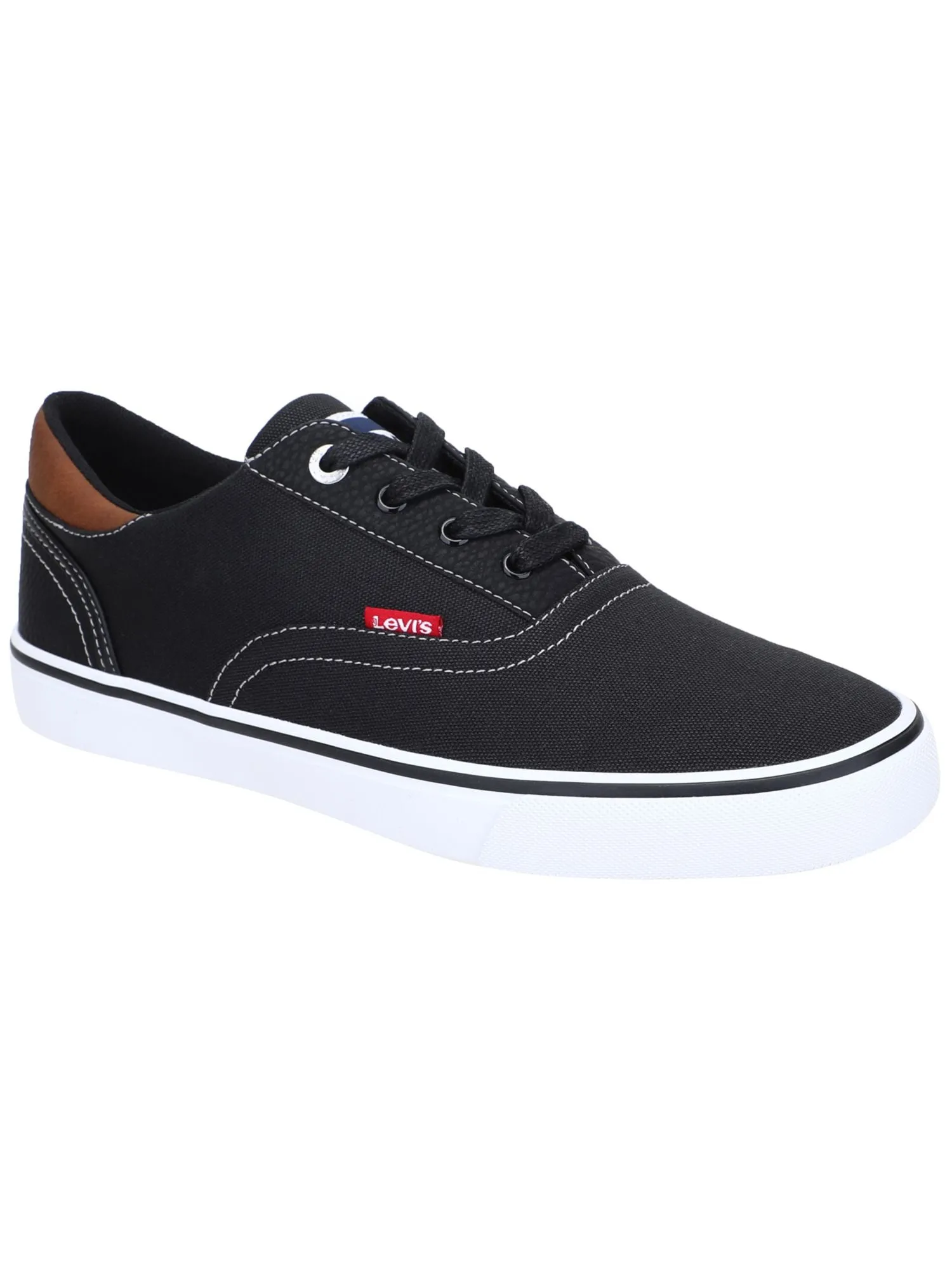 LEVI'S Mens Black Colorblock Cushioned Ethan Round Toe Lace-Up Sneakers Shoes