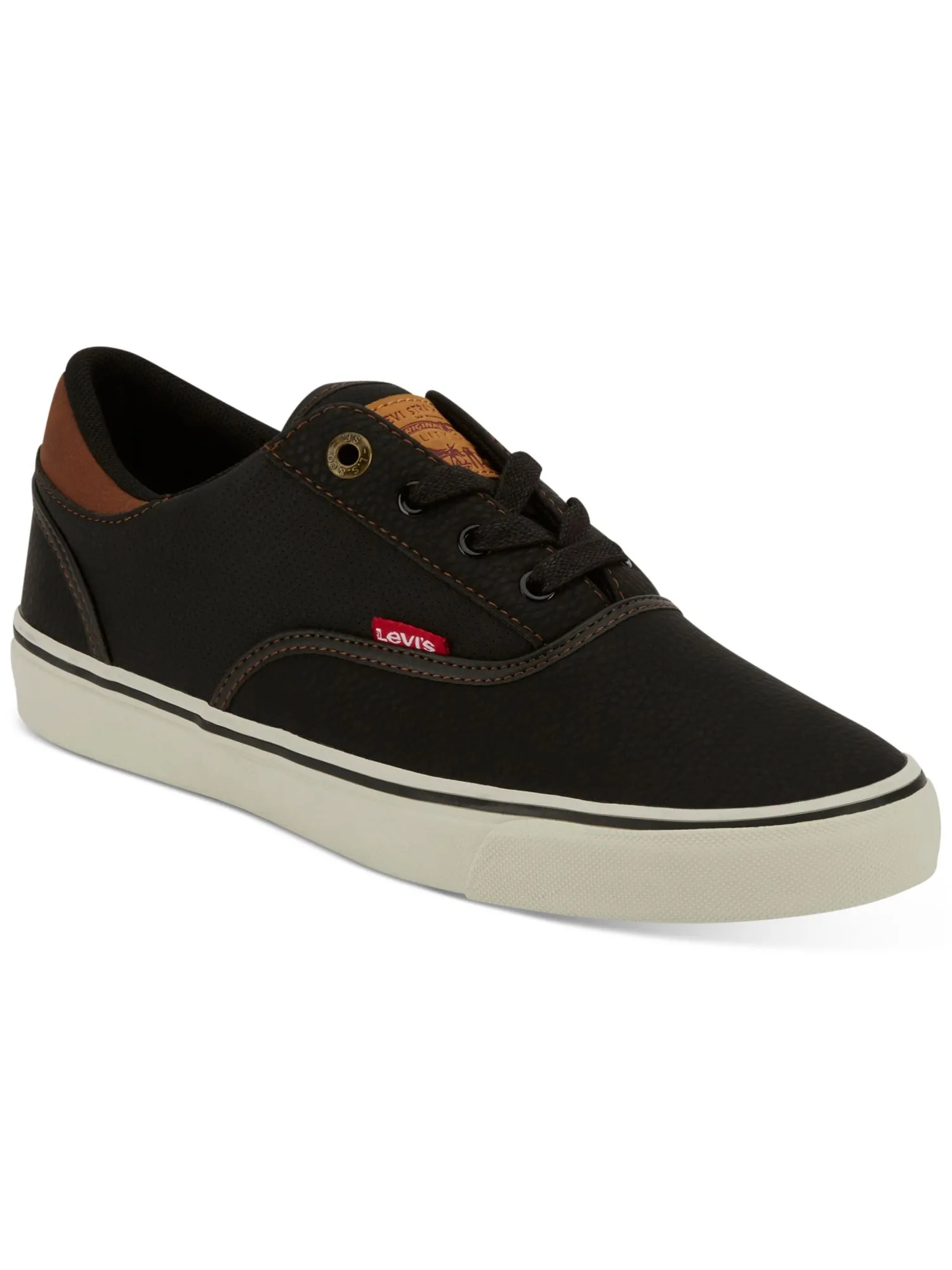 LEVI'S Mens Black Cushioned Comfort Ethan Round Toe Lace-Up Sneakers Shoes