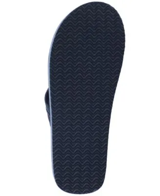 LEVI'S Mens Navy Mixed Media Padded Wordmark Strap Open Toe Slip On Thong Sandals Shoes