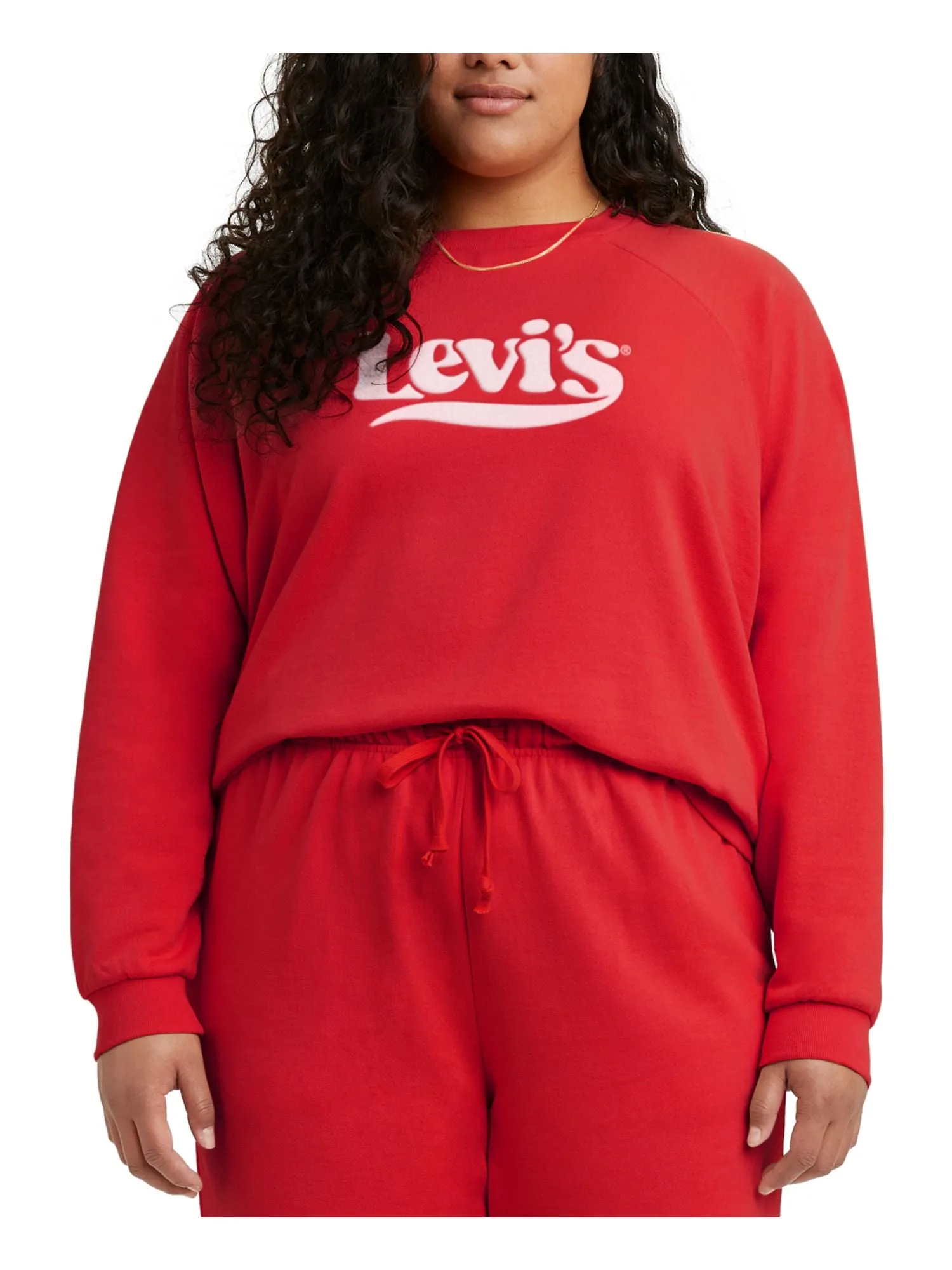 LEVI'S Womens Red Cotton Blend Logo Graphic Sweatshirt