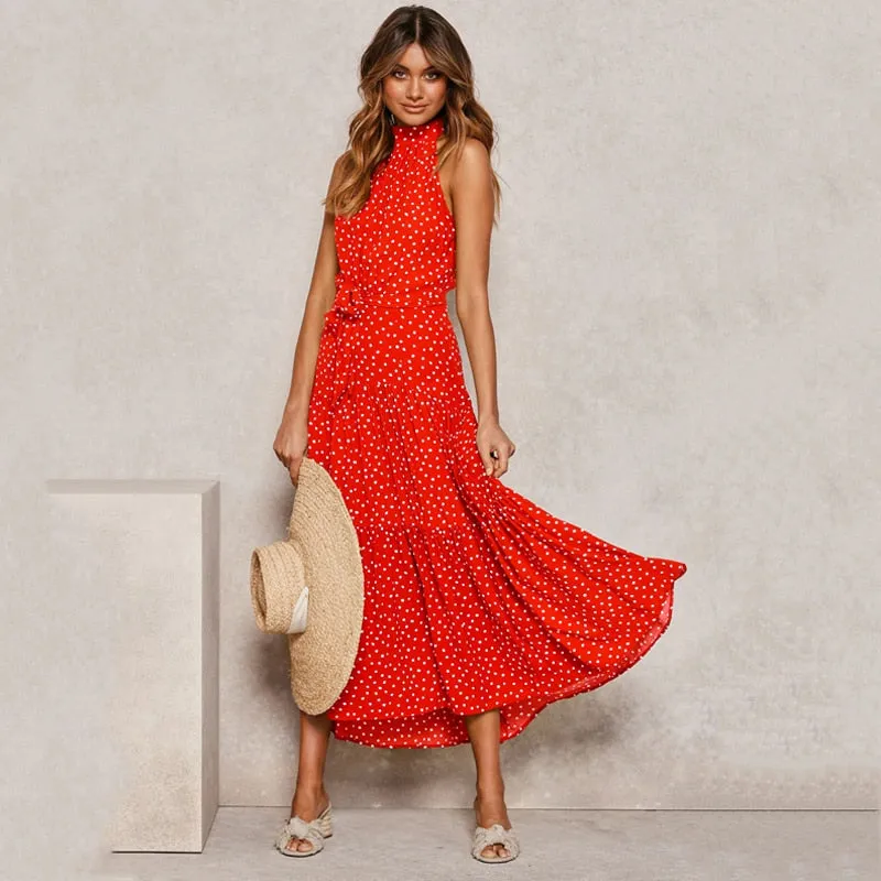 Long Dress Polka Dot Casual