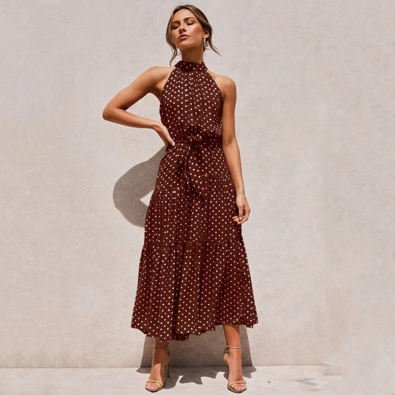 Long Dress Polka Dot Casual