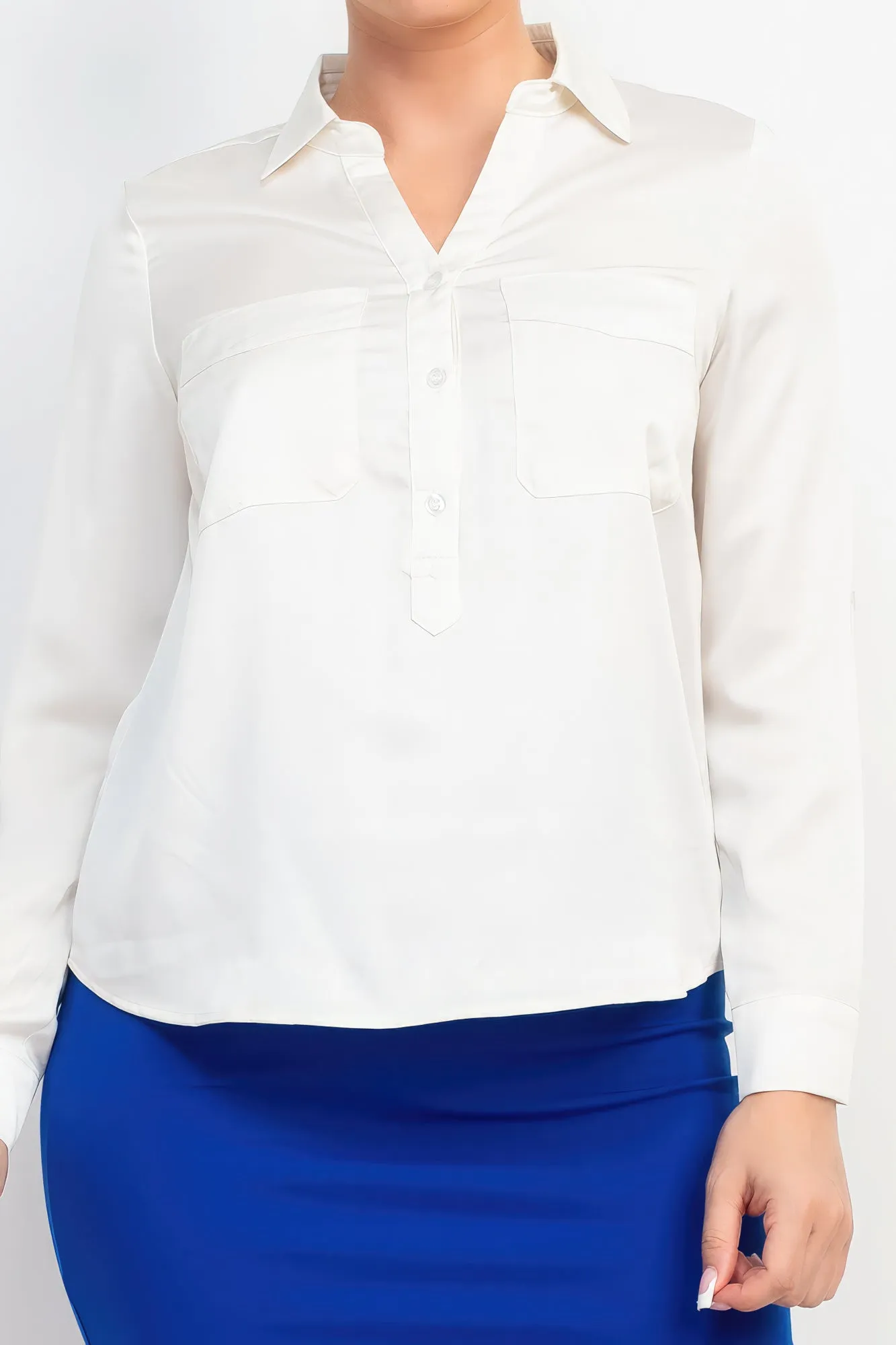 Long Sleeve Button Front Blouse