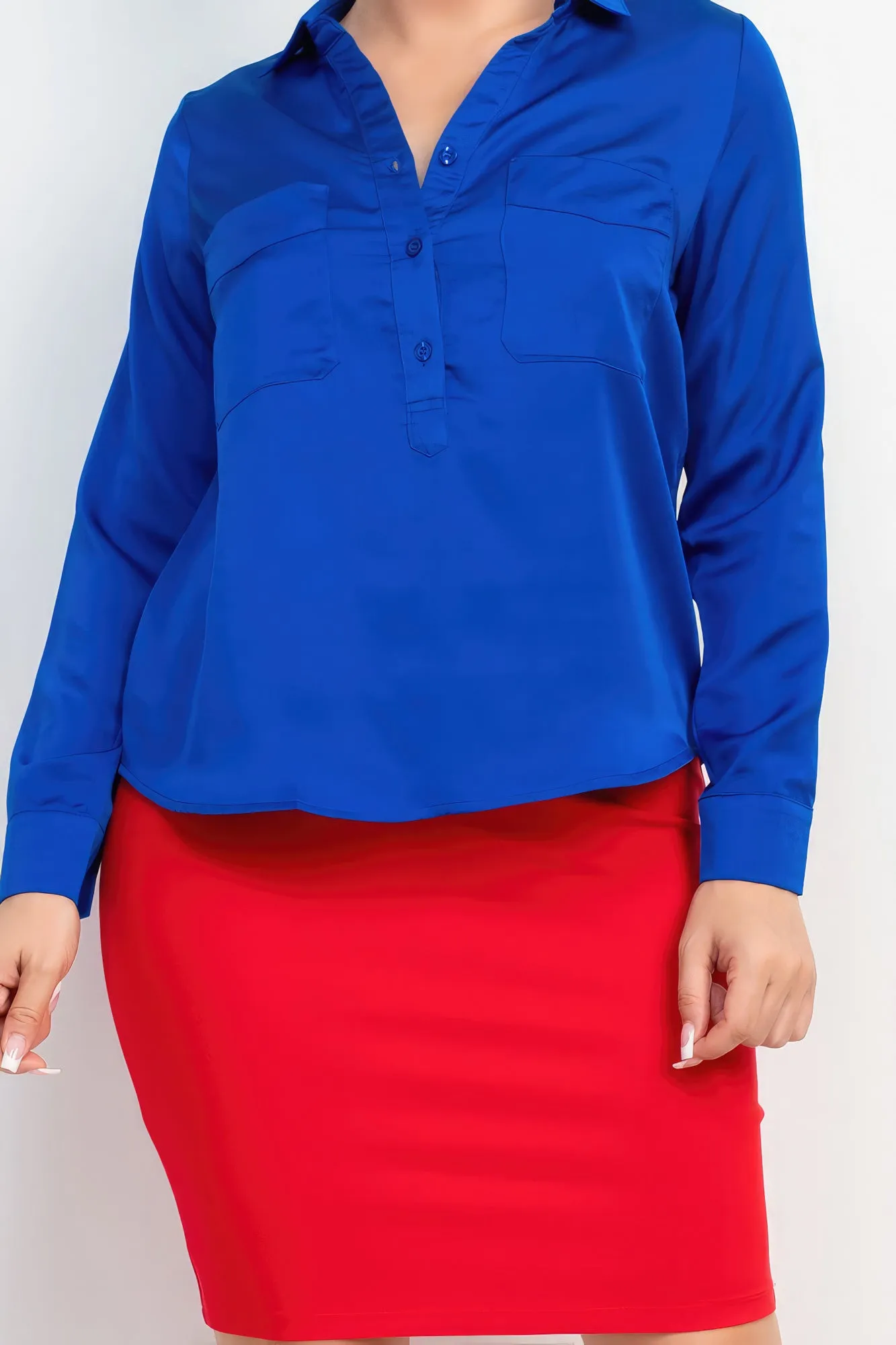 Long Sleeve Button Front Blouse