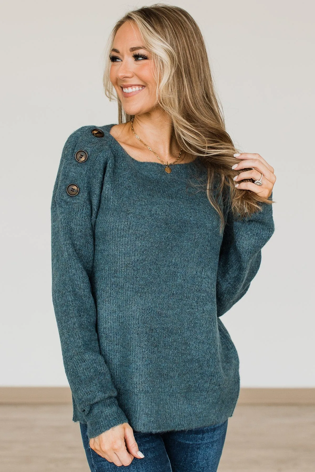 Love Beyond Words Knit Sweater- Dark Teal