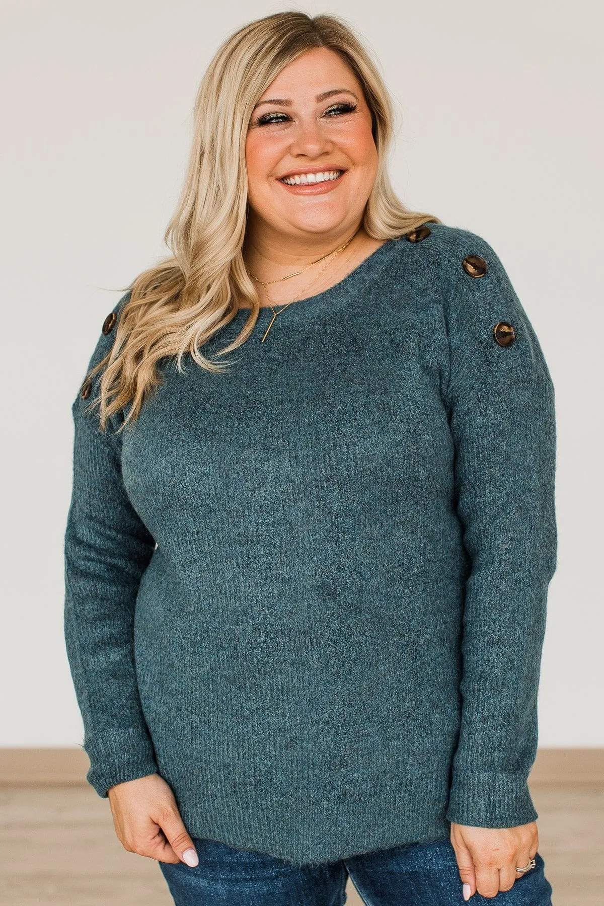 Love Beyond Words Knit Sweater- Dark Teal