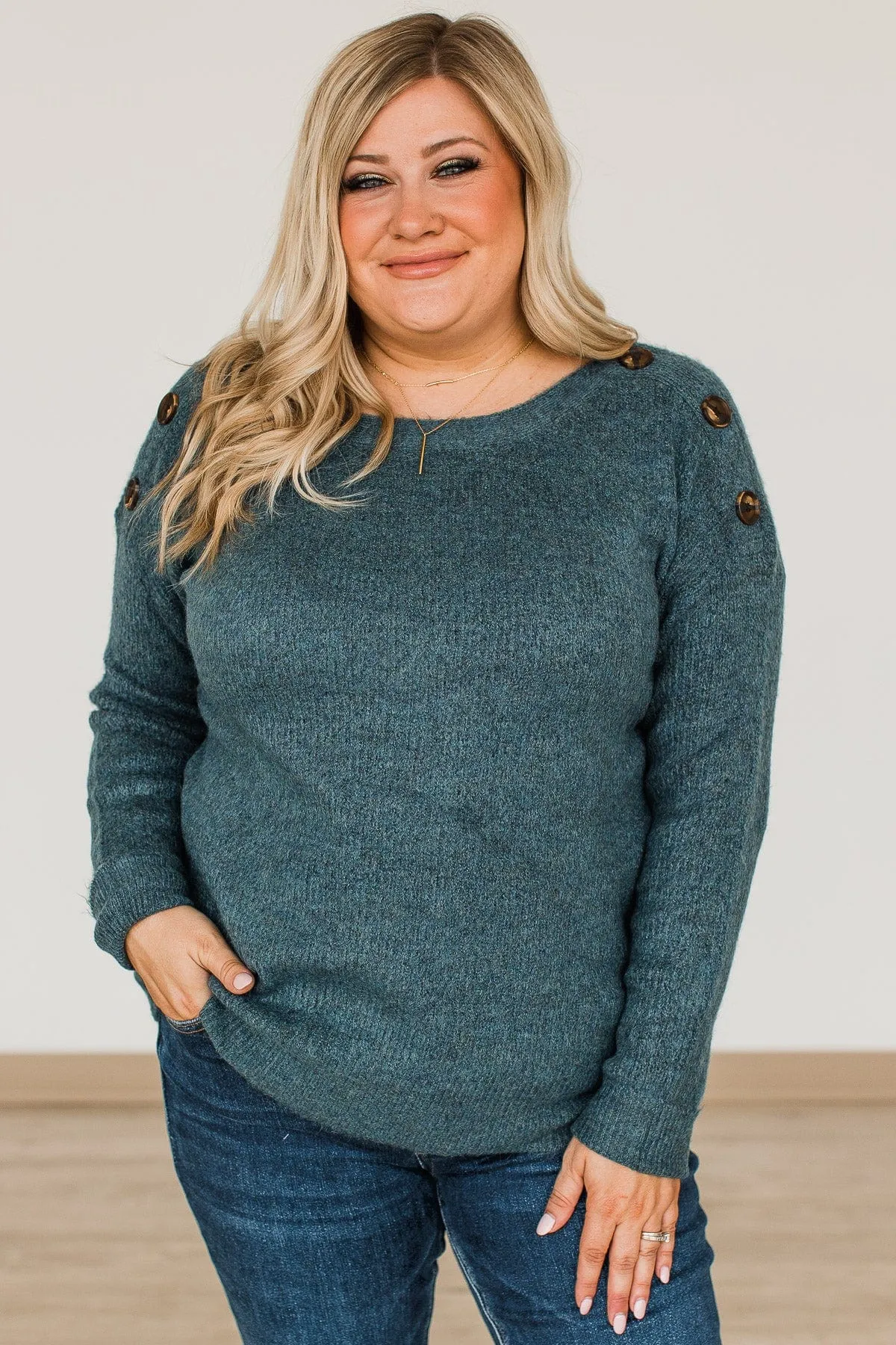 Love Beyond Words Knit Sweater- Dark Teal